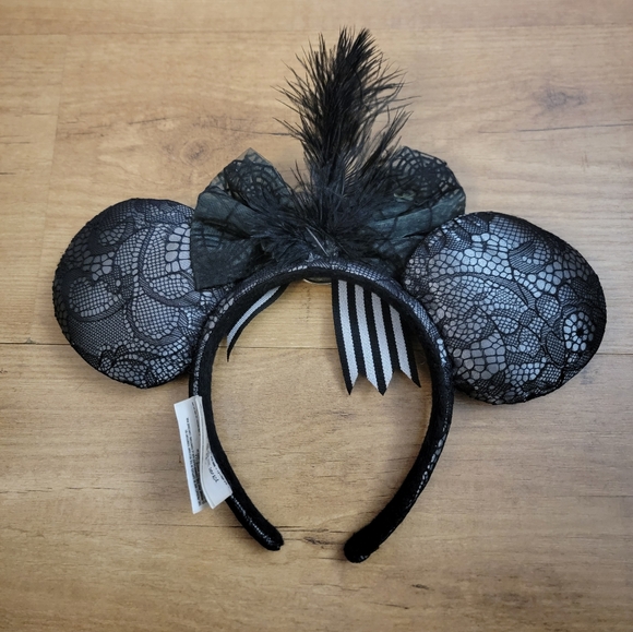 Disney Jack Skellington Ears with Lace and Feather